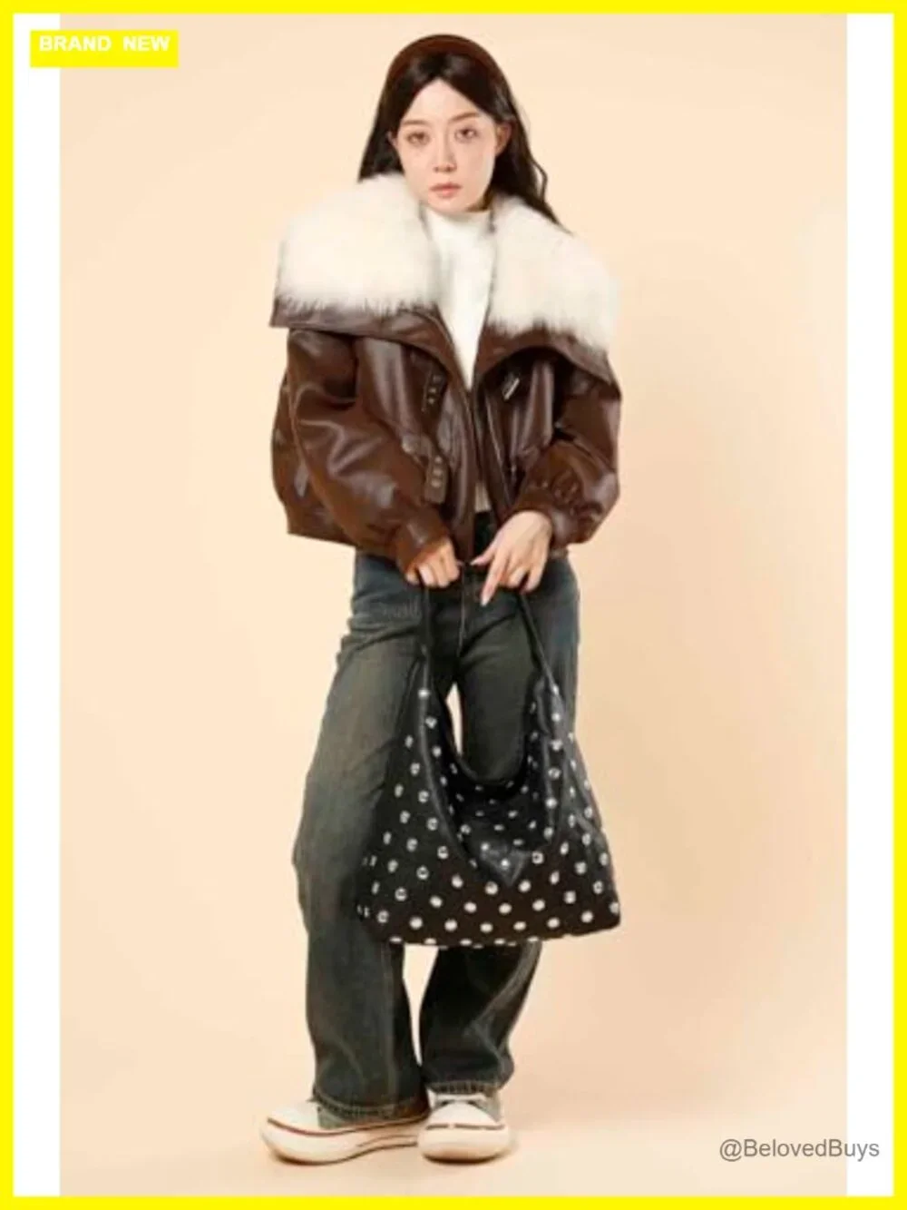 Studded Hobo Purse Vegan Leather Tote Bag Shoulder Bag Punk Handbag